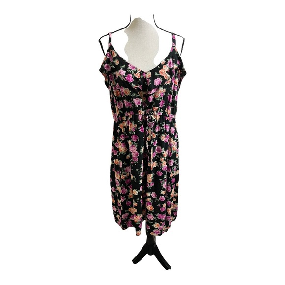 Torrid floral v-neck adjustable straps dress drawstring waist size 3 plus - Picture 2 of 12